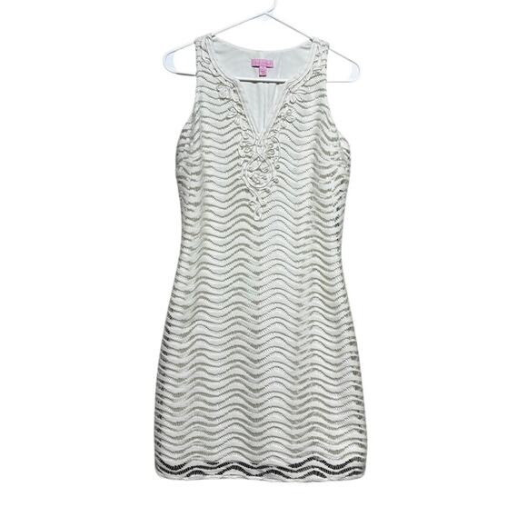 Lilly Pulitzer Dresses & Skirts - Lilly Pulitzer Womens Small White Crochet Knit Sheath Dress Sleeveless Resort